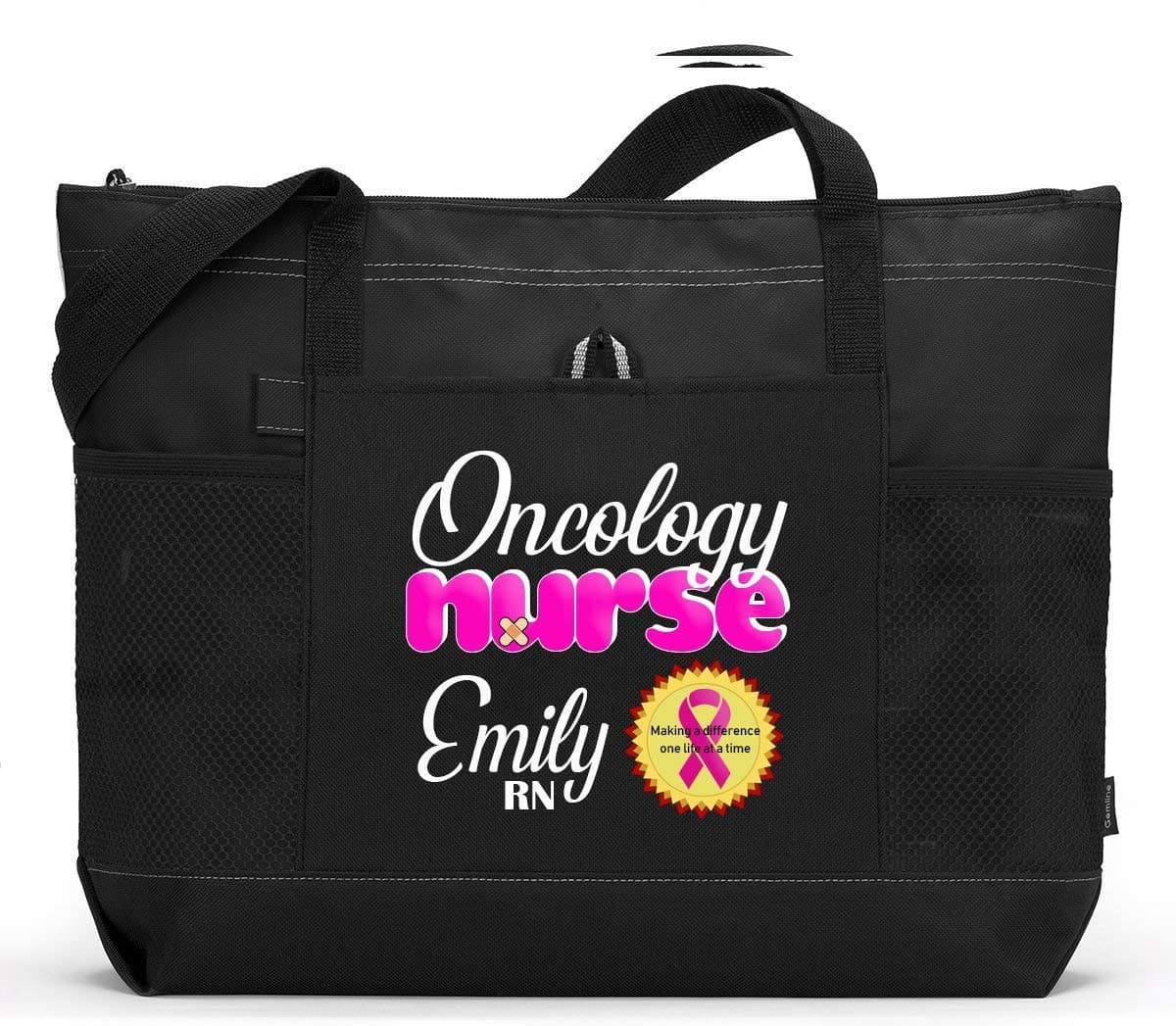 Personalized Oncology Nurse Tote Bag with Mesh Pockets