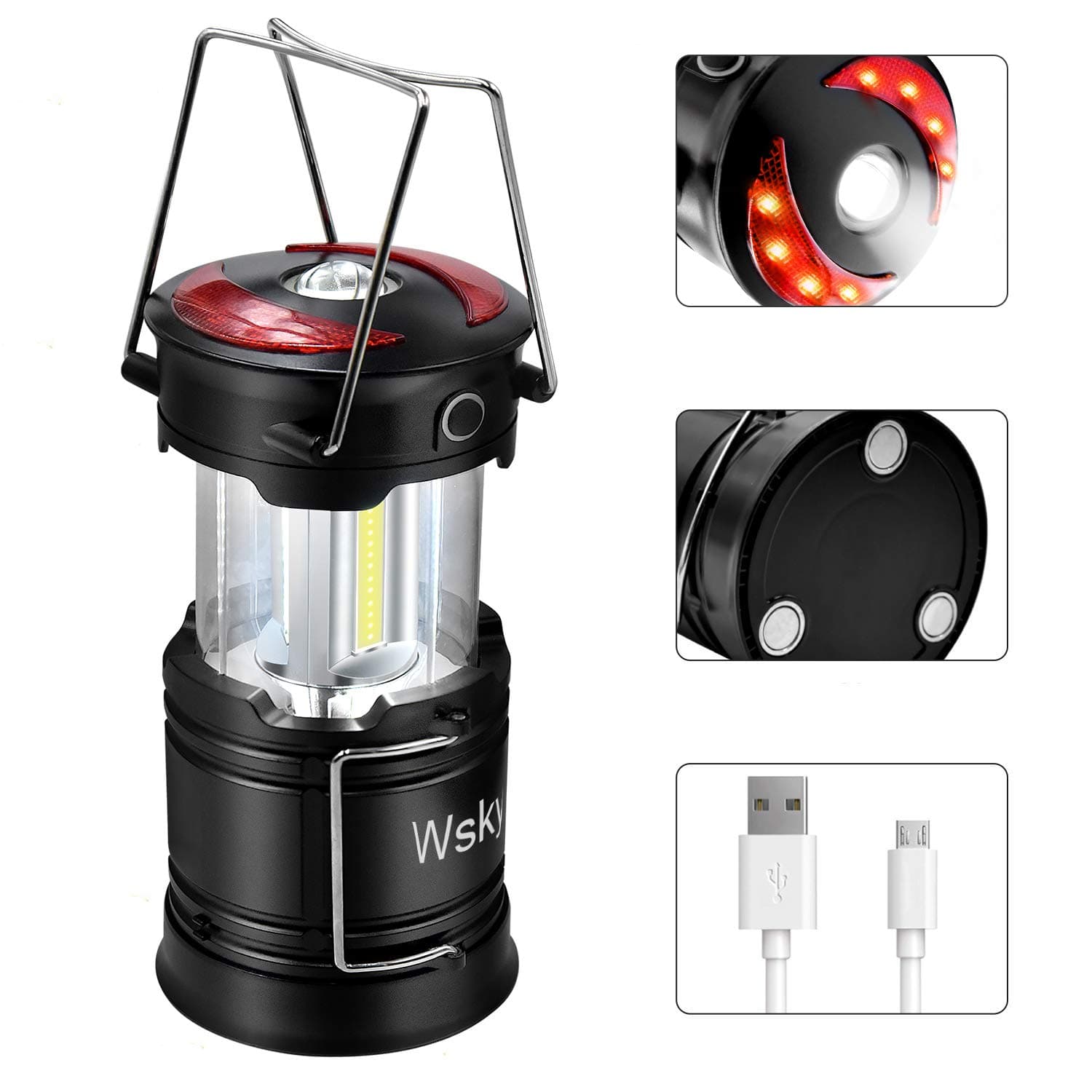 Wsky Led Camping Lantern - Best Rechargeable LED Flashlight Lantern - High Lumen, Rechargeable, 4 Modes, Water Resistant Light - Best Camping, Outdoor, Emergency Flashlights Lanterns