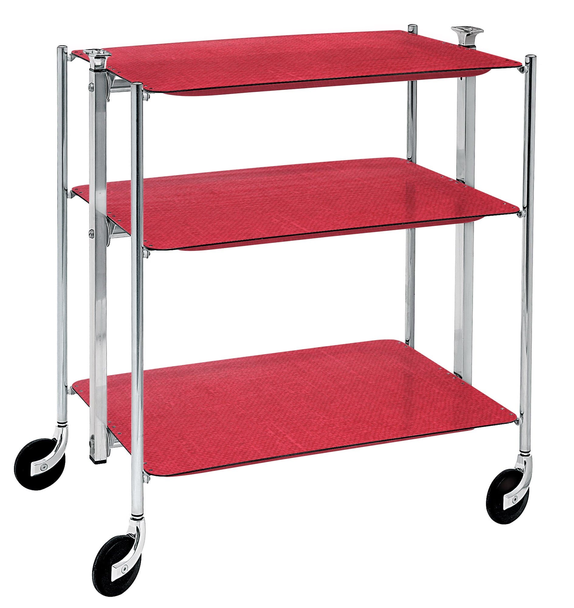 PLATEX Textable Trolley 3 Shelves Laminated Grenadine/Chrome
