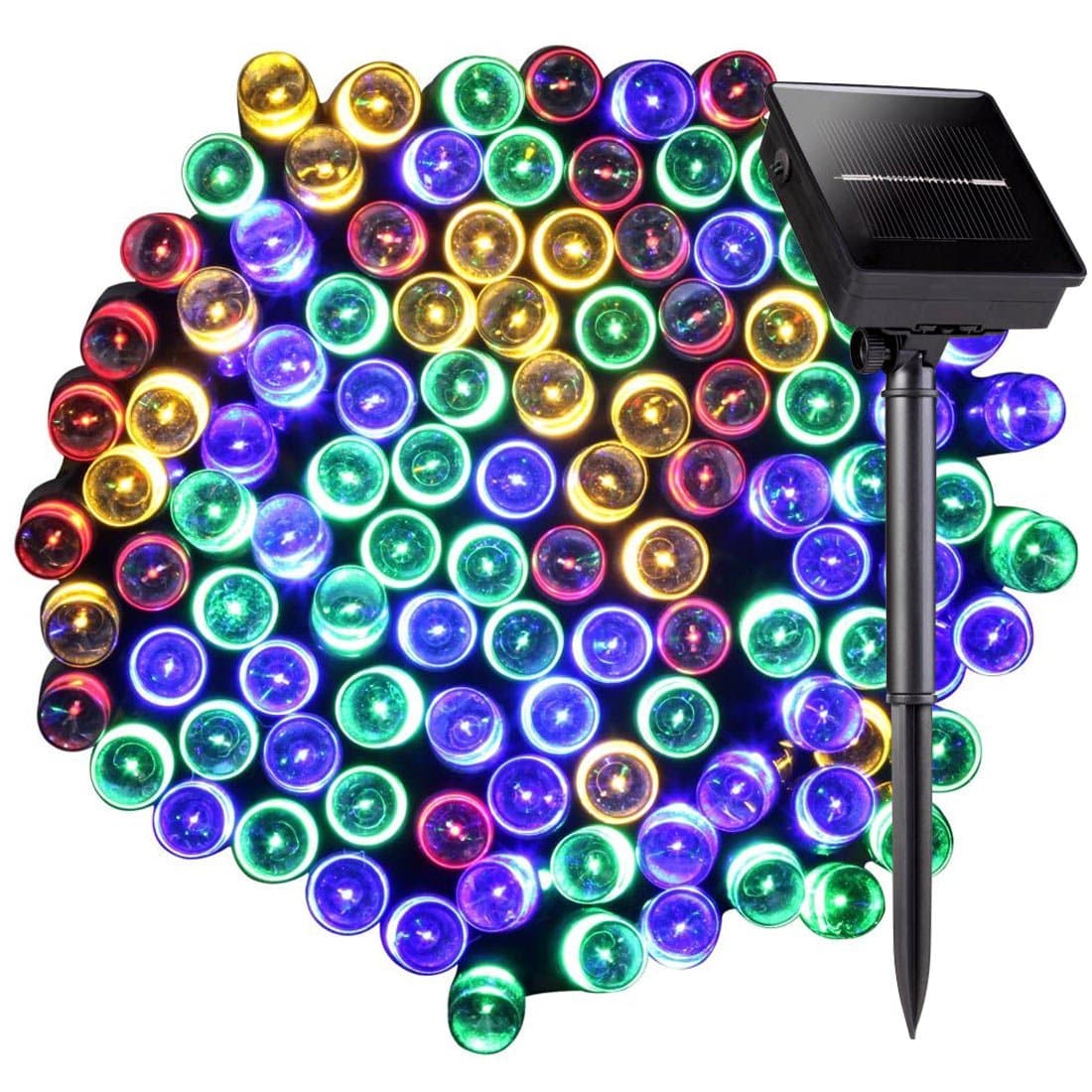 Outdoor String Lights 100 LED 8 Modes, Satu Brown 39ft 12M Garden/Party/Fairy Solar LED Lighting for Christmas Tree, Patio, Yard, Camping, Path (Multi-Color)