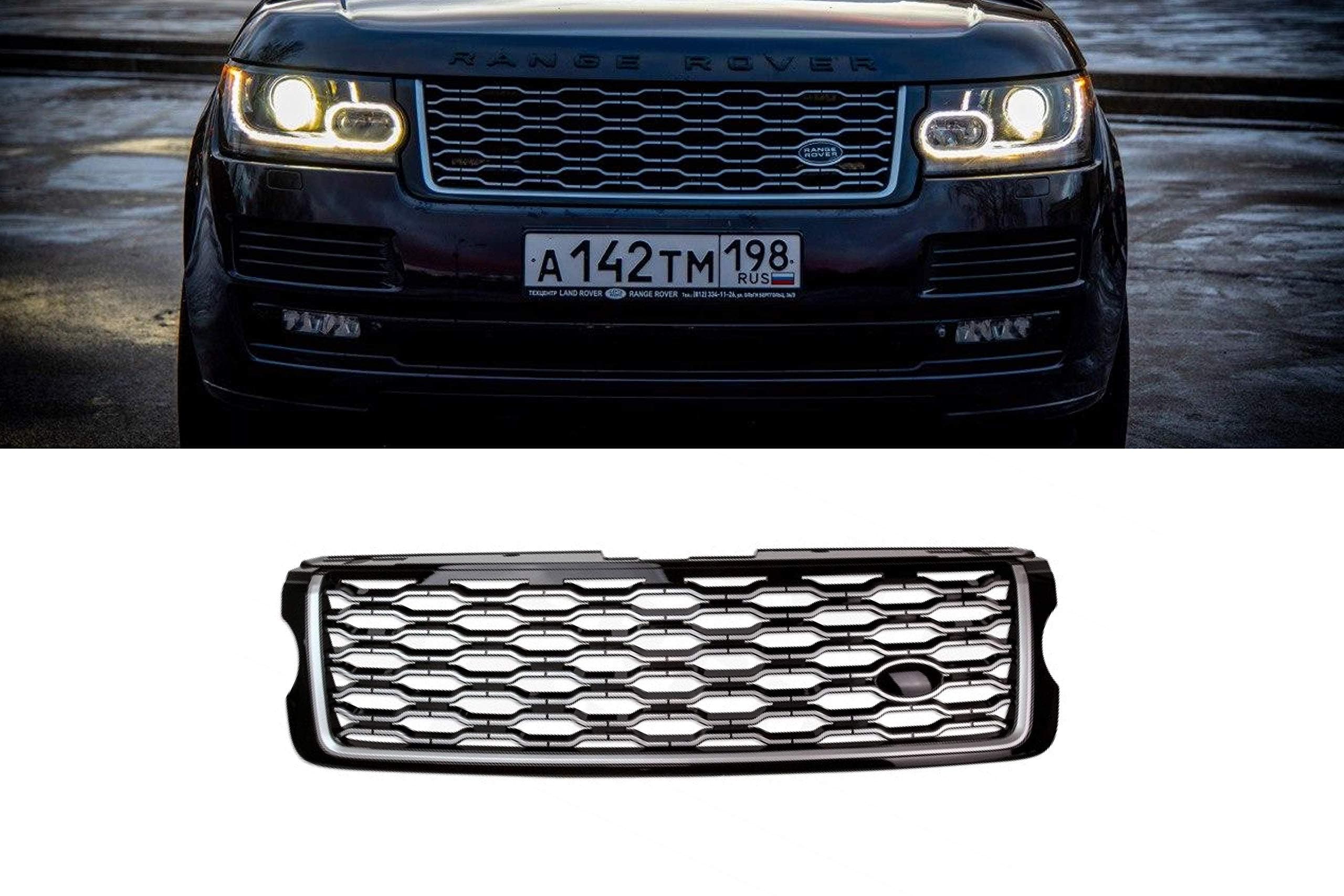 Grille for Range Rover L405 2013-2017, looking 2018, black with silver