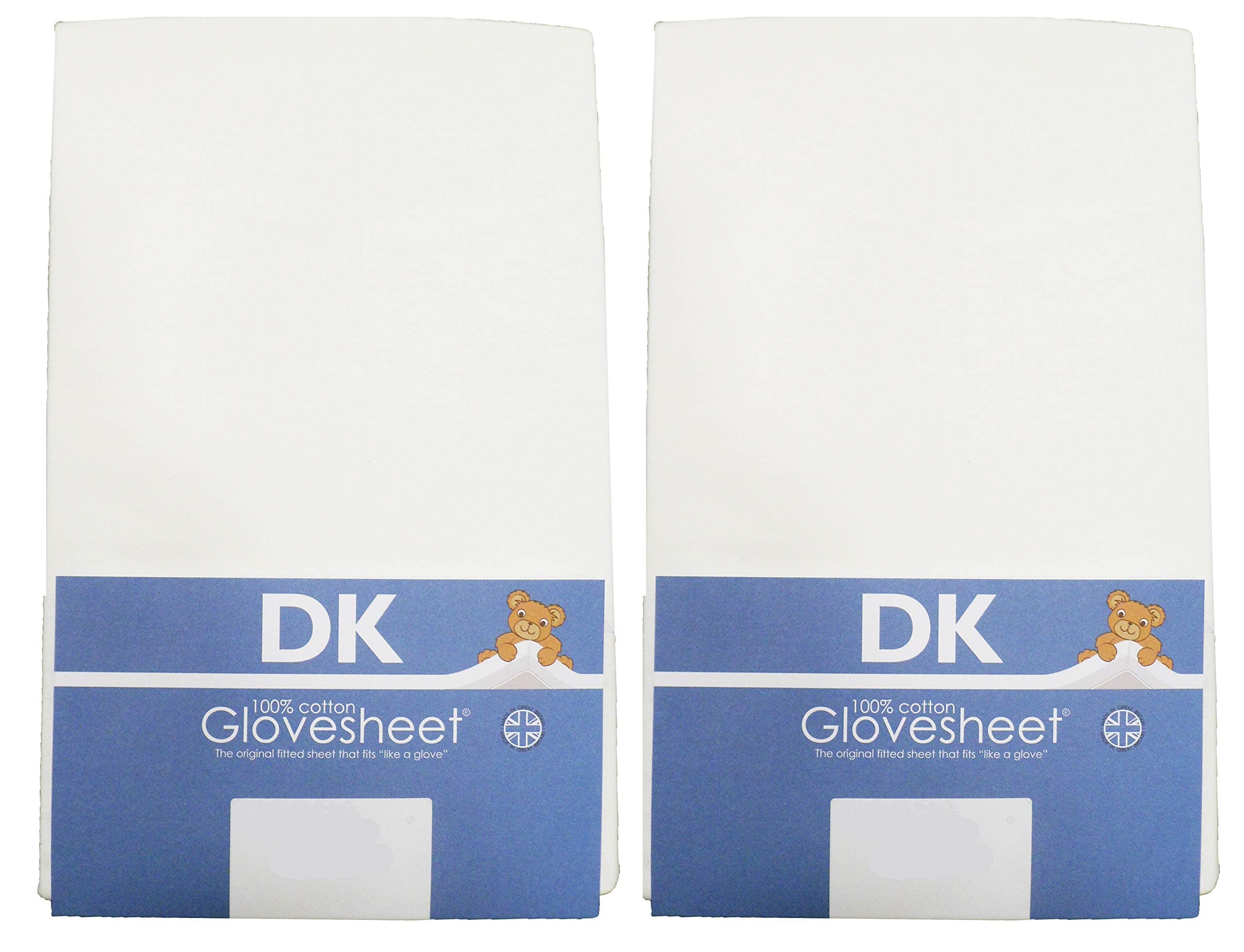 DK Glovesheets :Two Fitted Moses Basket Sheets : 100% Combed Jersey Cotton : to Fit Mattress Size 66 x 28 cm Colour White : Two Packs