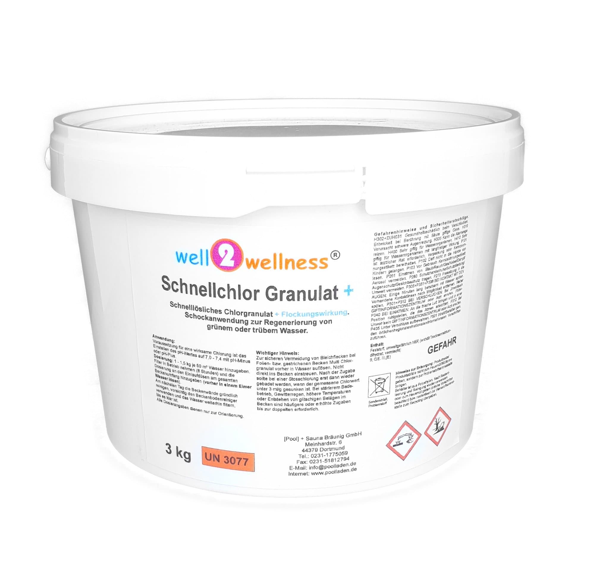 well2wellness Rapid chlorine Granules quick solution chlorine granules 60% + Flocculation 3,0 kg