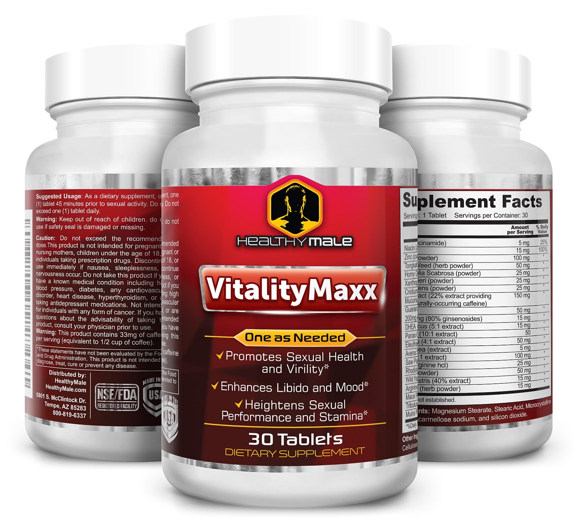 VitalityMaxx - Extra Strength Performance Booster for Men. Herbal Extract Powerful Safe Supplement Tongkat Ali, Horny Goat Weed, Tribulus Terrestris, Increase Libido, Stamina