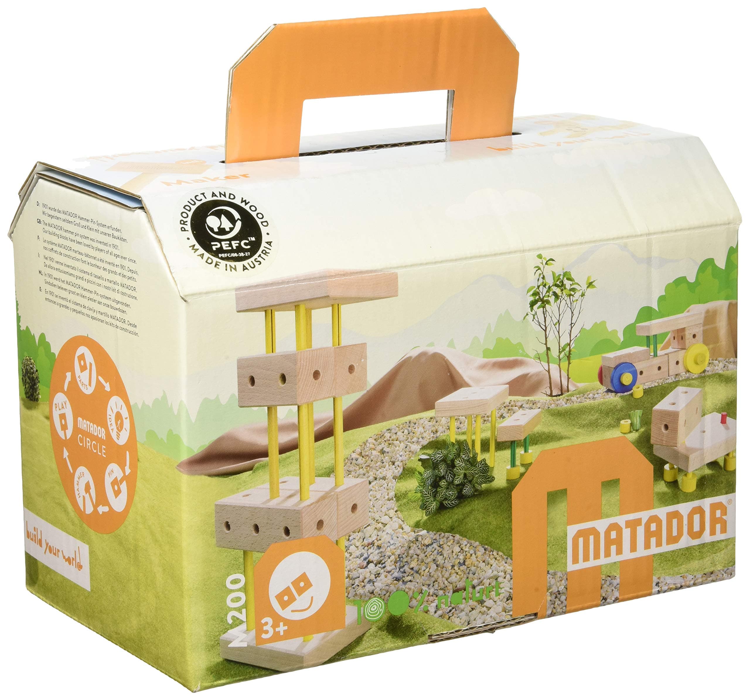 KSM Toys Matador Ki 2 - 108 Piece Basic 3-Dimensional Wooden Building Set for Ages 3-5 (Made in Austria)