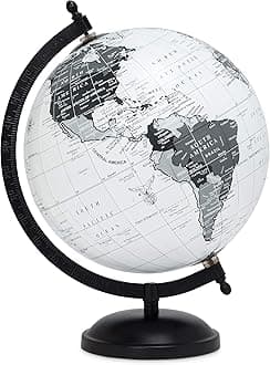 Abbott Collection 57-LATITUDE-19 Spinning Small Decorative Globe, Grey/Black, 11" H