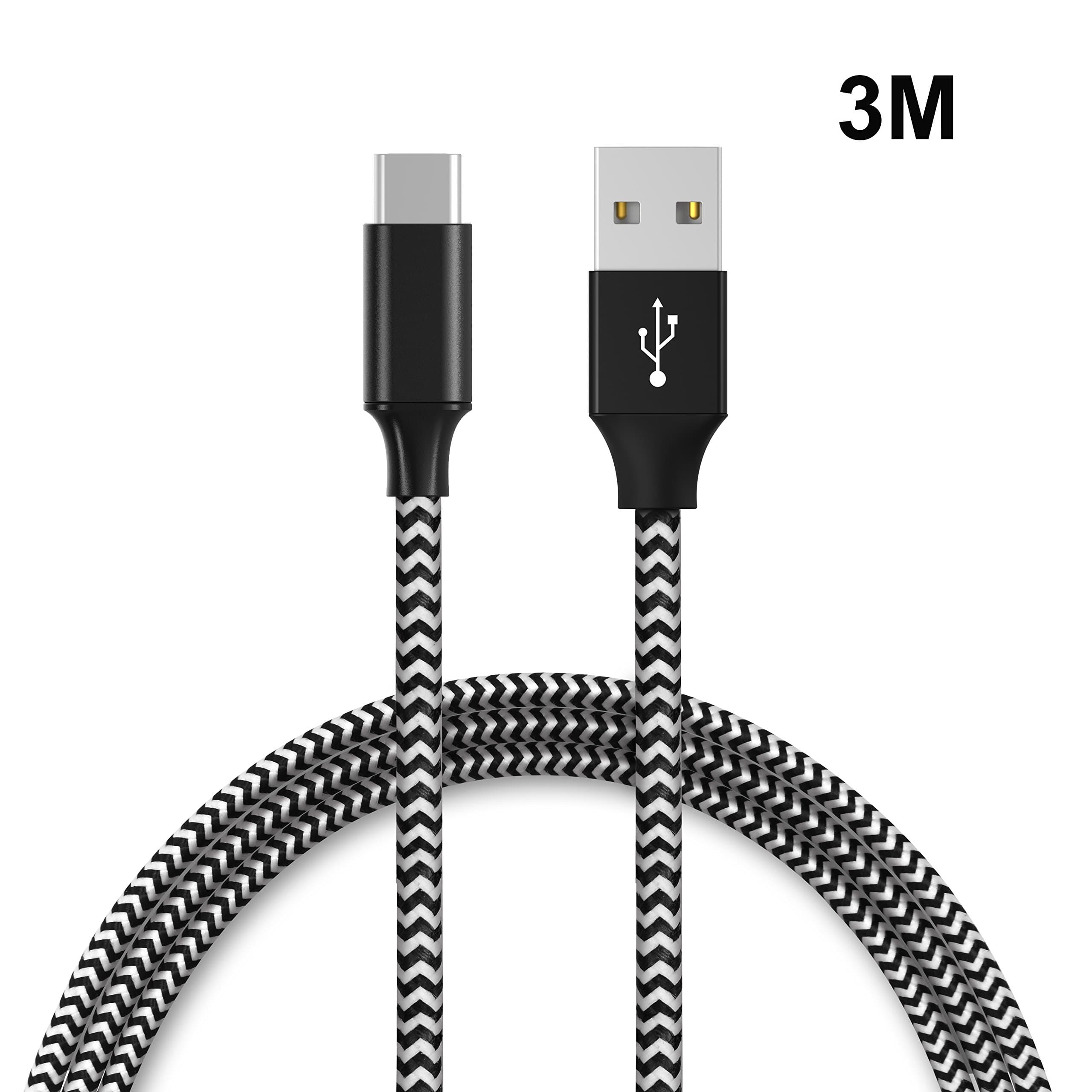 USB Type C Cable [3M/10FT],QGhappy Nylon Braided 3A Fast Charger & Data Transfer USB A to C Charger Cord for Samsung Galaxy Note 8,S9/S8,LG G6 G5,Google Pixel,Nintendo Switch,Macbook,HTC 10/U11