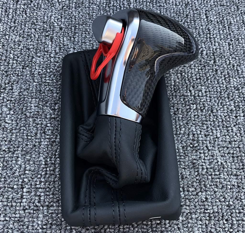 Replace Carbon Fiber Leather Gearbox Shift Knob Chrome for Audi A4 S4 A5 S5 Q5 2009-2015 Left Hand Drive