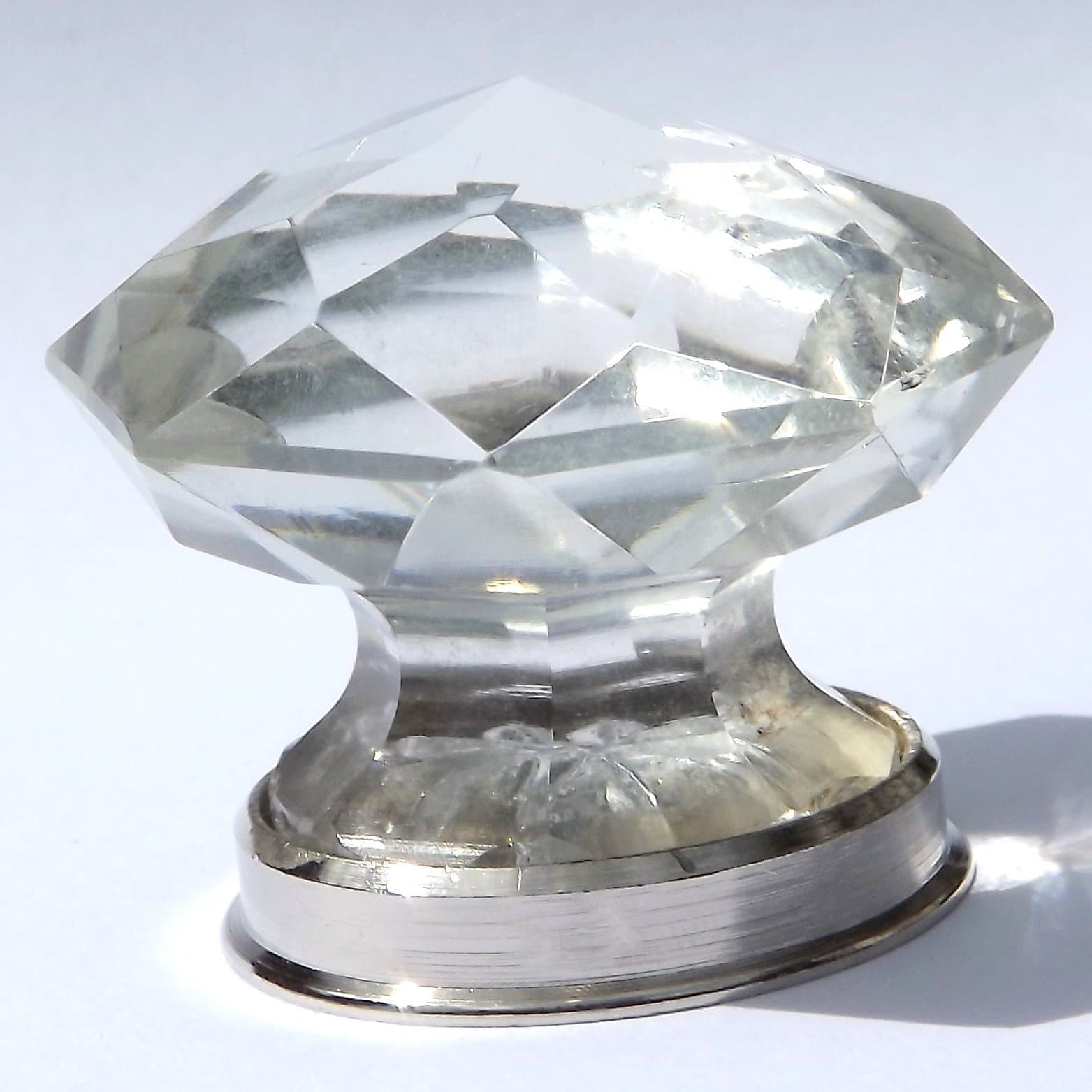 Peter Sharpe large crystal cut pointy glass pulls (knobs) with chrome base (40mm)