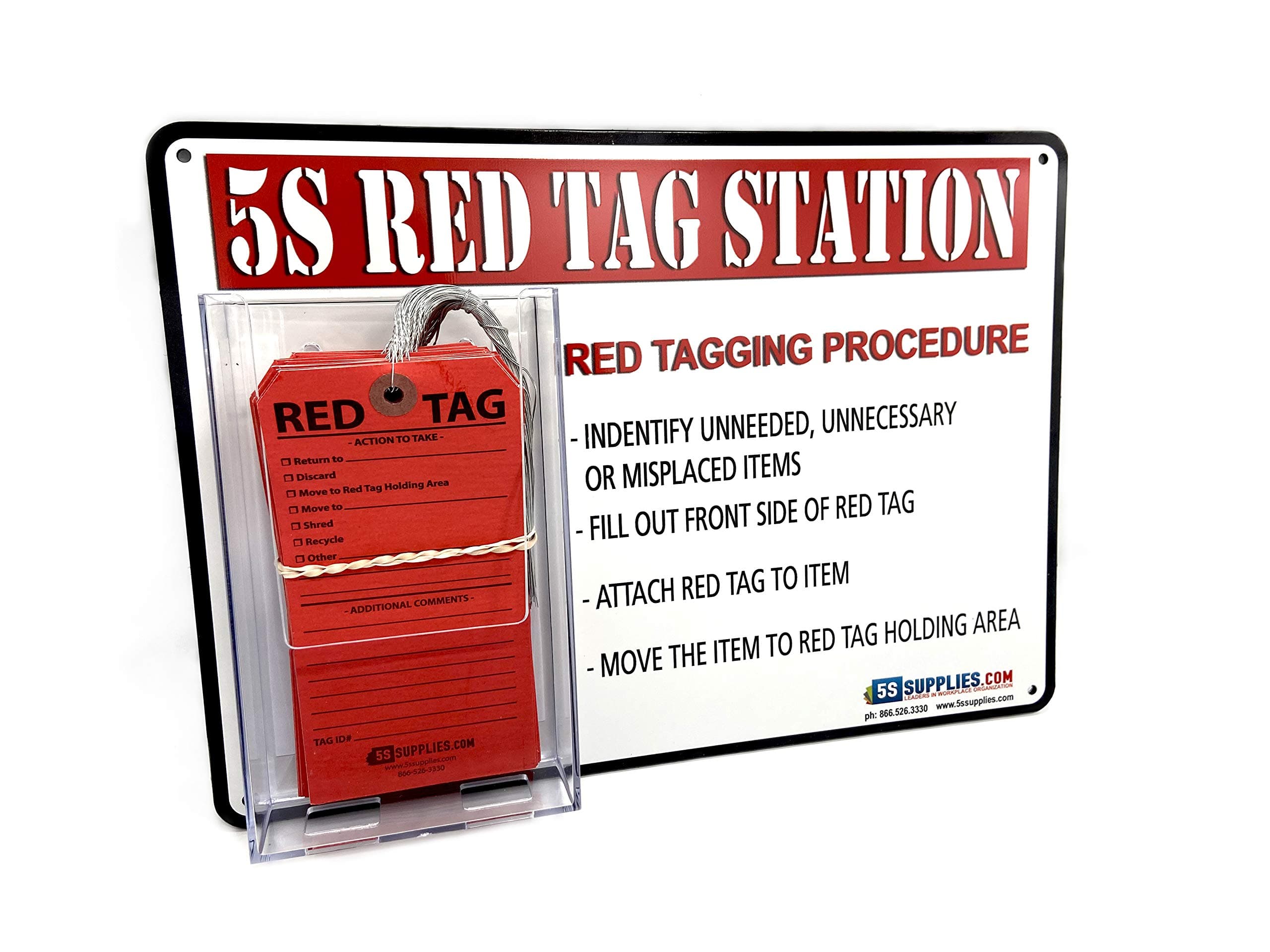 5s Red Tag Holder Station (Red, 50 Pack)