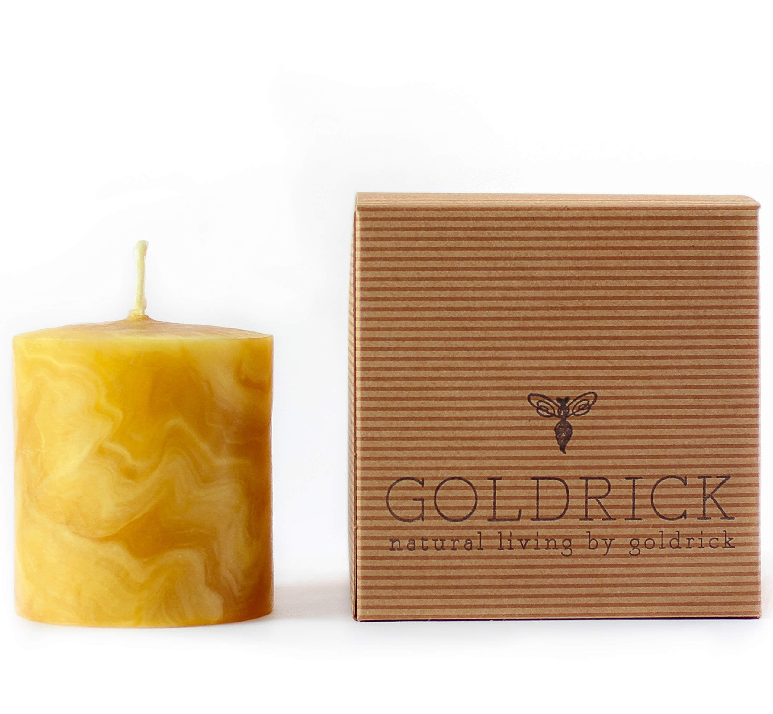 Marble Pillar Candle | Size: 7 Ø 8 H cm | 100% Beeswax | Elegant and Natural Handcrafted Illumination