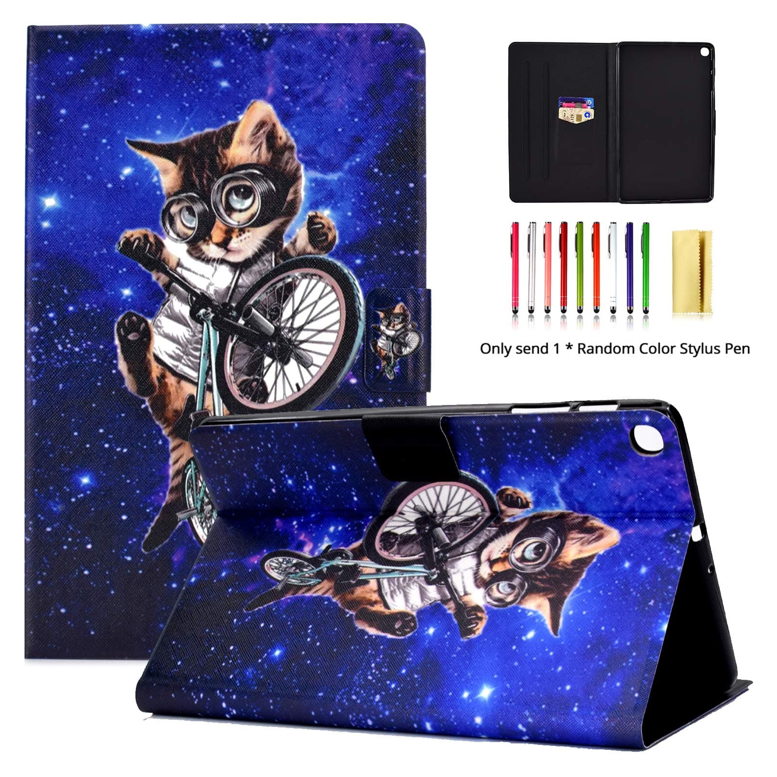 LittleMax Case Compatible for Samsung Galaxy Tab A 10.1 2019 SM-T510/T515 - Ultra Thin Slim Stand Shell Magnetic Closure Cover for Galaxy Tab A 10.1 Inch SM-T510 / SM-T515 2019 - Riding Cat