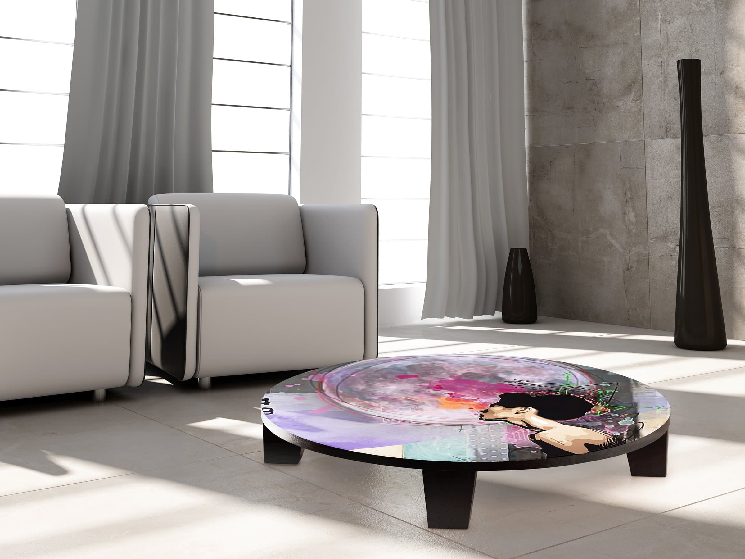 TAF DECOR "Now I know" Art Coffee Table, 44" x 44" x 7.5"