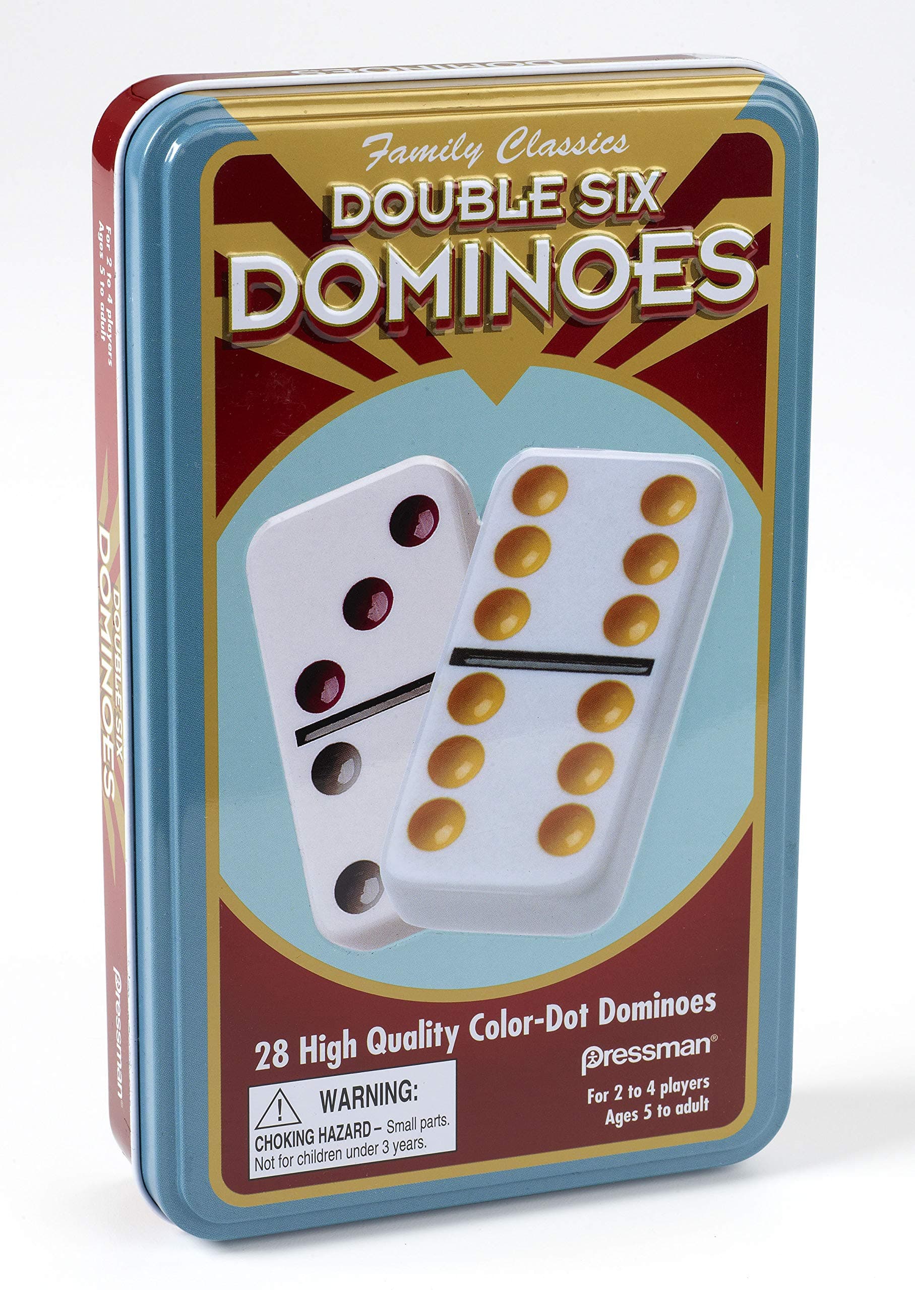 Double 6 Colour Dot Dominoes In A Tin