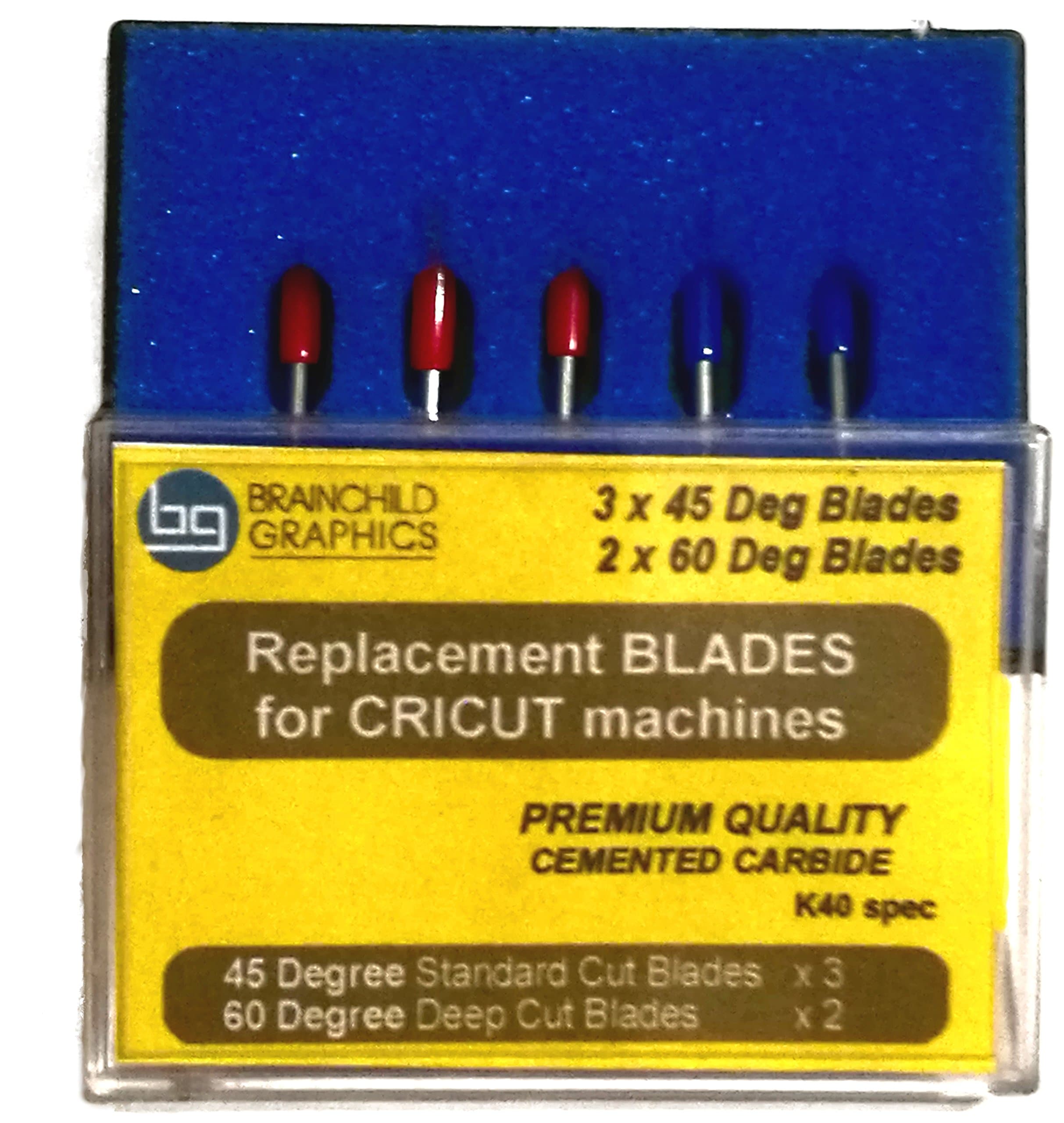Replacements for Cricut Blades. Combo Pack 60 deg and 45 deg Quality Carbide Blades. Pack of 5