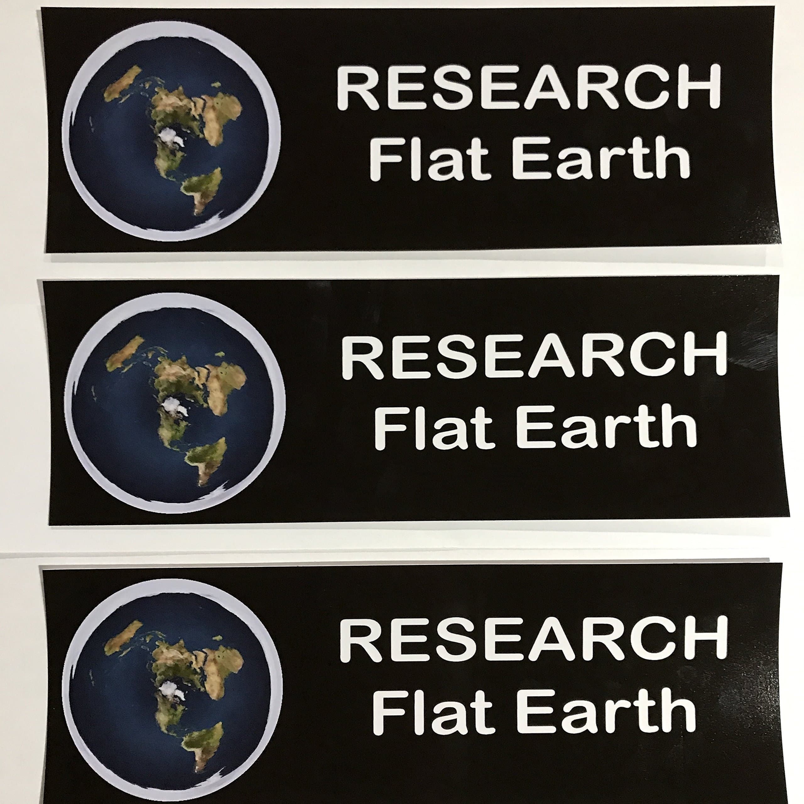 Three Flat Earth Map Bumper Stickers