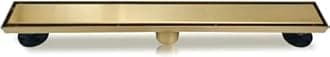 Neodrain 60-Inch Gold Linear Shower Drain, 2-in-1 Flat & Tile Insert Cover, Stainless Steel Linear Drain, Brushed Brass Rectangle Shower Floor Drain with Hair Strainer, Watermark&CUPC Certified