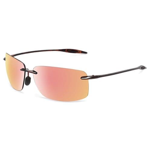 JULI Sports Sunglasses for Men Women Tr90 Rimless Frame for Running Fishing Golf Surf Driving MJ8009