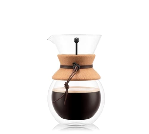 BODUM Pour Over Coffee Maker Grip, 8 Cup, 34 Ounce, Double Wall Cork