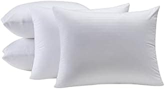 Kingnex 4 Pack Waterproof Feather Proof Pillow Protectors with Zipper on Long Side King Size Set of 4 Down Proof Striped Bed Pillow Covers