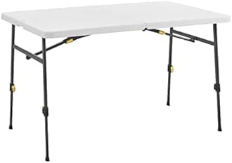 Living and More 4ft Plus Height Adjustable Half Folding Table, White