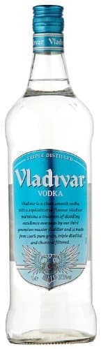 Vladivar Vodka, 37.5% ABV, 1 L