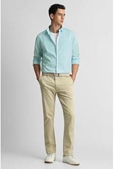 Peter England Men's Slim Fit Full Sleeve Cotton Solid Casual Shirt with Pocket