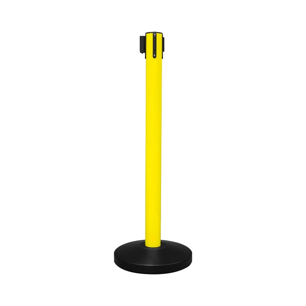 – Berry Yellow Queue Barrier with 3Meter Yellow & Black Retractable Belt | Heavy Duty Steel Crowd Control Stanchion with Weighted Base | Belt Barrier for Queue Management in Events, Exhibitions