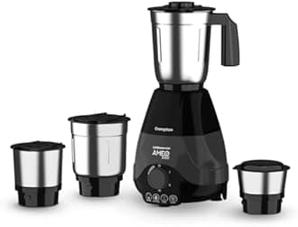 Crompton Ameo 550-Watt Mixer Grinder with MaxiGrind and Motor Vent-X Technology (4 Stainless Steel Jars, Black & BLue)
