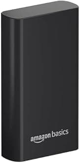 Amazon Basics 20000 Mah 22.5W Fast Charging Power Bank with Cable | Mixed Output Ports (USB-A + Type-C) | Dual Input Ports | Lithium Polymer Power Bank | Compact Metal Body (Black)