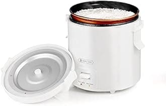 WHITE TIGER 1.0L Mini Rice Cooker 2 Cups Uncooked White Tiger Portable Travel Steamer Small, 15 Minutes Fast Cooking, Removable Non-Stick Cooker, Keep Warm, Suitable for 1-2 People - For Soup, Rice,