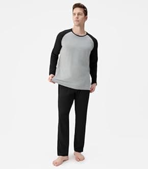 DAVID ARCHY Mens Pajamas Set - Soft Pj Sets for Men Long Sleeve Pajamas Men Cotton Mens Pjs Sets Loungewear with Pockets