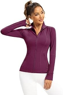 QUEENIEKE Women's Slim Fit Running Jackets - Long Sleeves Athletic Workout Gym Tops with Back Mesh Vent & Thumb Holes