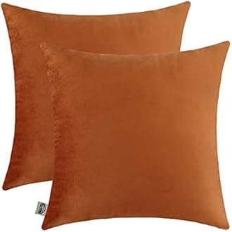 mixeoo Comfy Terracotta Couch Throw Pillow Covers Decorative Square Solid Velvet Soft Cushion Cases Home Decor for Sofa Couch Living Room, Set of 2, 16 x 16 Inch