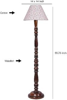 Multicolor Cotton Conical Wooden Floor lamp -68