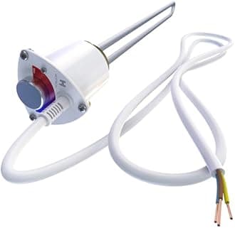 Electric Immersion Heater GR for Boiler, Electric Water Heater with Thermostat, Heating Element with Water Temperature Controller - 230 V, 1500 W, 6/4", White