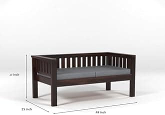 Sheesham Wood 4 Seater Low Height Sofa Set with Coffee Table for Living Room | 4 Seater Sofa Set | Wooden Sofa Set | Grey Cushion (2+2, Walnut Finish)