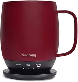Nextmug - Temperature-Controlled, Self-Heating Coffee Mug (Burgundy - 14 oz.)