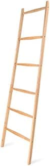 Navaris Bamboo Towel Ladder - Wooden Rack Rail Blanket, Towel, Clothes, Linen Railing Hanger for Bathroom, Bedroom - Bamboo Wood Towel Holder Stand