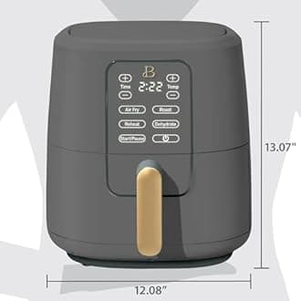 Beautiful 6 Qt Air Fryer with TurboCrisp Technology, EverGood Ceramic Nonstick Coating - Roast, Reheat and dehydrator, kitchen appliances by Drew Barrymore (Oyster Grey)