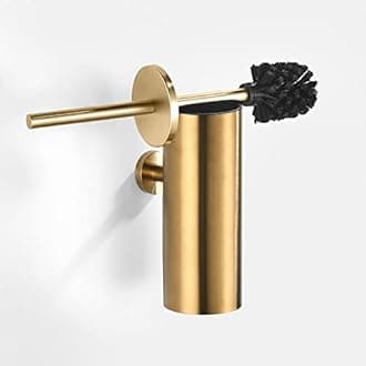 Toilet Brush with Holder for Bathroom Toilet Bowl Brush Holder Toilet Bowl Cleaner Brush Wall Mounted Toilet Brush Brushed Gold