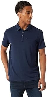 DKNY Mens Golf Shirts with Zipper Chest Pocket - Short Sleeve Quick Dry Fit Polos for Men | Performance Golf Polo for Men