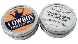SPLIT 2 Pack Cowboy Coffee Chew & Major League Coffee Dip Quit Chewing Tin Can Non Tobacco Nicotine Free Smokeless Alternative to Dip Snuff Snus Leaf