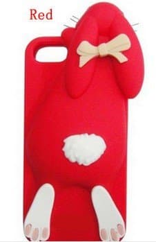 3D Cute Milan Bunny Rabbit Rubber Soft Silicon Case Cover For iphone 5 5G 5S 4 4S 4G delux colors (Red for iphone 5 5s)