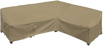 Heavy Duty Outdoor Sectional Cover, 104"X83" Waterproof 600D Patio Sectional Couch Protector, L-Shaped Lawn Patio Furniture Covers, Right Facing-Desert Khaki