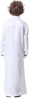 IMEKIS Kids Boys Muslim Thobe Long Sleeve Islamic Arabic Kaftan Robe Middle East Dubai Prayer Outfit with Pocket