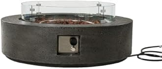 SUNBURY Outdoor Propane Gas Fire Pit Table, 42 Inch Round Outdoor Firepit Table, 50000 BTU Fire Table for Patio Set, Gray