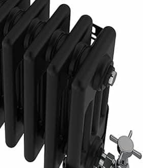 Warmehaus Traditional Cast Iron Style Black 4 Column Horizontal Radiator 300x1460mm Central Heating Space Saving Radiators