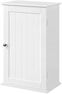 costoffs Bathroom Wall Mounted Cabinet Single Door, Modern Cupboards, Medicine Cabinet, Wooden Storage Unit with Adjustable Storage Shelves, White