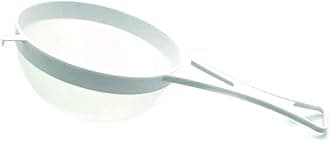 SAPPHIRE'S CHOICE 12cm Plastic Strainer, Multi-Purpose Fine Nylon Mesh Sieve, Mesh Strainer for Baking, Non-Corrosive Fine mesh Sieve, Tea Colander(White) (12cm)
